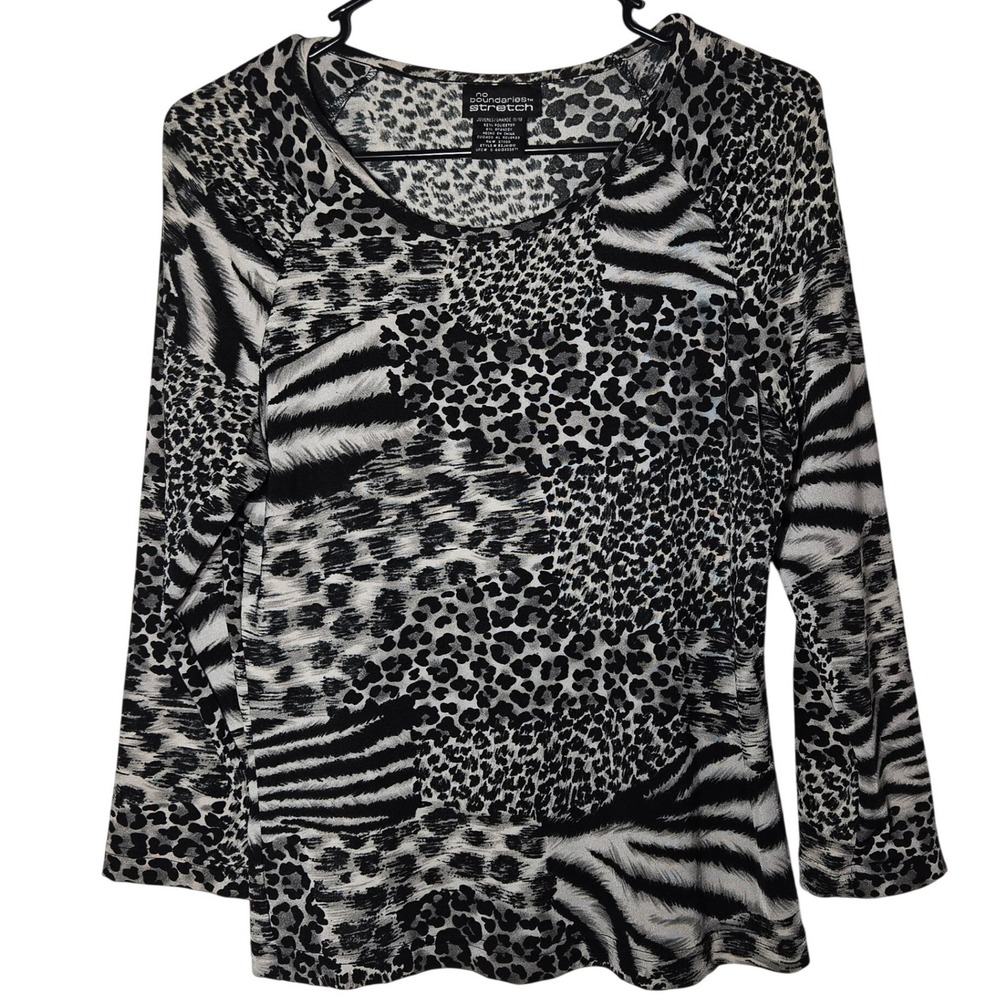No Boundaries Juniors Animal Print Top Large Stretch Y2K Indie Grunge Funky